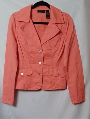 DKNY Women's Coral-Peach Tailored Button Front Blazer. Size M
